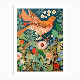 Maximalist Bird Painting European Robin 2 Art Print