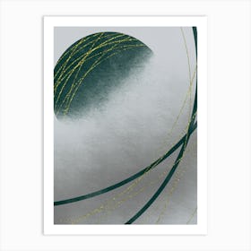 Green Sphere with Golden Lines Art Print