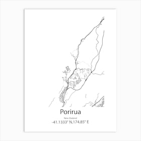 Porirua,New Zealand Minimalist Map Art Print