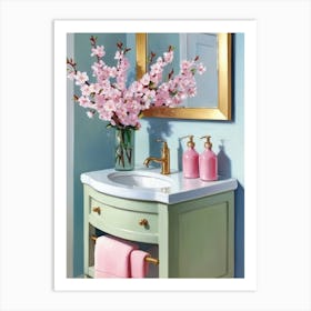 Cherry Blossom Bathroom Art Print