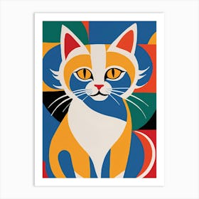 Cat On A Blue Background Art Print