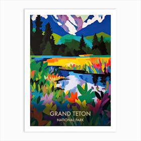 Grand Teton National Park Travel Poster Matisse Style 5 Art Print