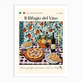 Il Rifugio Del Vino Trattoria Italian Poster Food Kitchen Art Print