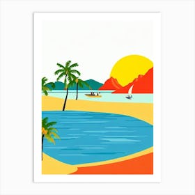 Palawan Beach Sentosa Island Singapore Midcentury Art Print