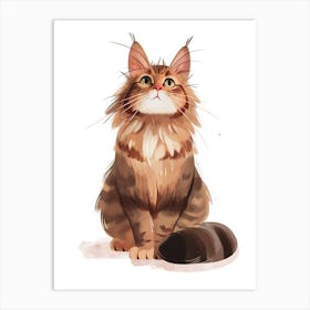 Maine Coon Cat Clipart Illustration 2 Art Print