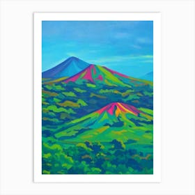 Arenal Volcano National Park Costa Rica Blue Oil Painting 1  Art Print