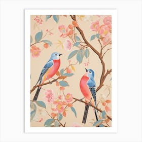 Vintage Japanese Inspired Bird Print Eastern Bluebird 3 Art Print