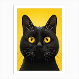 Black Cat With Yellow Eyes 6 Art Print