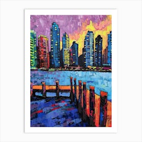 Cityscape At Sunset Art Print