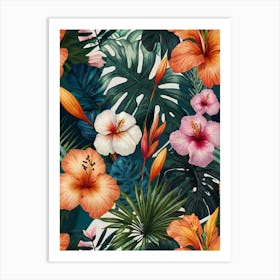 Tropical Floral Seamless Pattern Art Print