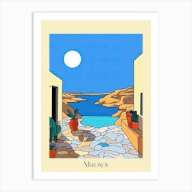 Poster Of Minimal Design Style Of Mykonos, Greece 3 Art Print