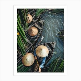 Vietnamese Women In Boats Art Print