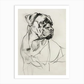 Boxer Dog Charcoal Line Art Print