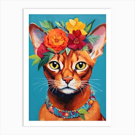 Abyssinian Cat With A Flower Crown Painting Matisse Style 3 Art Print