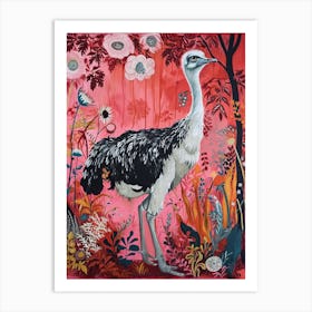 Floral Animal Painting Ostrich 1 Art Print