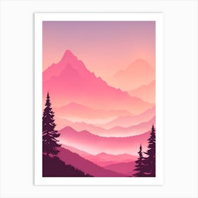 Misty Mountains Vertical Background In Pink Tone 48 Art Print