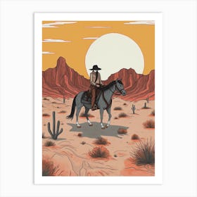 Cowgirl Riding A Horse In The Desert 6 Art Print