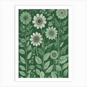 Sunflowers On Green Art Print