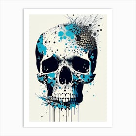 Skull With Splatter Effects 1 Line Drawing Art Print