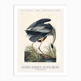 Great Blue Heron, Birds Of America, John James Audubon Poster Art Print
