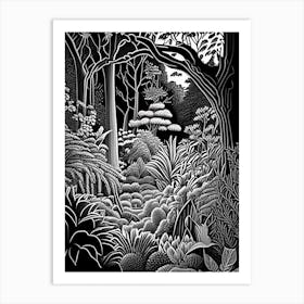 Denver Botanic Gardens, 1, Usa Linocut Black And White Vintage Art Print