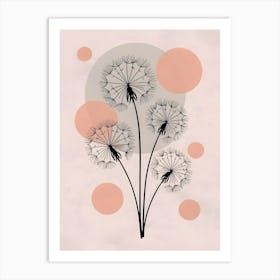 Whispers of the Wind: Dandelion Dreamscape in Soft Blues and Grays Art Print