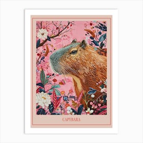 Floral Animal Painting Capybara 4 Poster Art Print