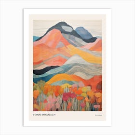 Beinn Mhanach Scotland Colourful Mountain Illustration Poster Art Print