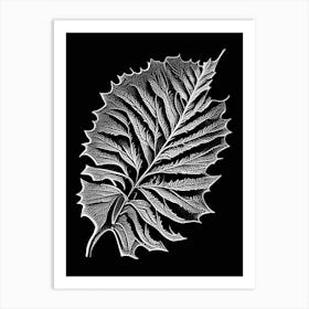 Elm Leaf Linocut 2 Art Print
