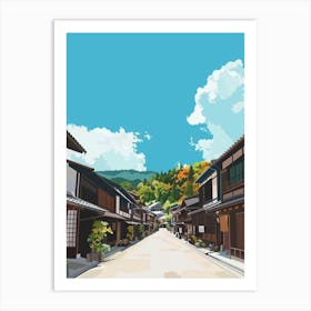 Takayama Old Town Japan Colourful Illustration Art Print