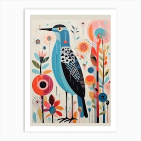 Colourful Scandi Bird Dunlin 1 Art Print