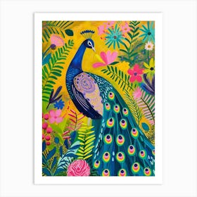 Peacock Paint Portrait  2 Art Print