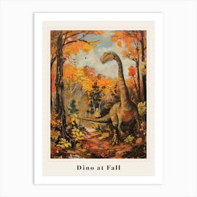 Dinosaur In An Autumnal Forest 2 Poster Art Print