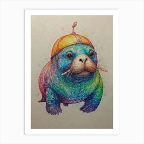 Seal In A Hat Art Print