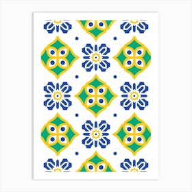 Seamless Pattern - Azulejo - vector tiles, Portuguese tiles 1 Art Print