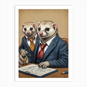 Ferrets In Business Suits Art Print