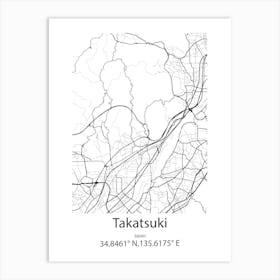 Takatsuki,Japan Minimalist Map Póster