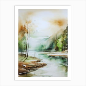 River Watercolour Painting 1 Art Print