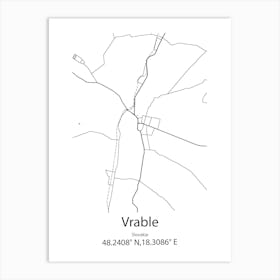 Vrable,Slovakia Minimalist Map Art Print