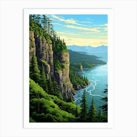 Columbia River Washington Retro Pop Art 7 Art Print