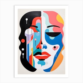 Colourful Abstract Face Eye Closed Art Print