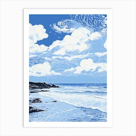 A Screen Print Of Gwithian Beach Cornwall 3 Art Print
