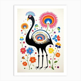 Scandinavian Bird Illustration Ostrich 1 Art Print