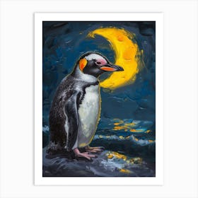 African Penguin Half Moon Island Oil Painting 2 Art Print