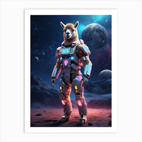 Alpaca In Cyborg Body #3 Art Print