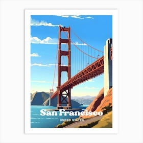 San Francisco USA Golden Gate Travel Art Illustration Art Print