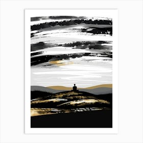 Meditating Man On A Hill Art Print