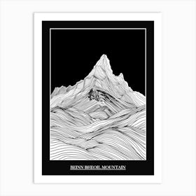 Beinn Bheoil Mountain Line Drawing 2 Poster Art Print