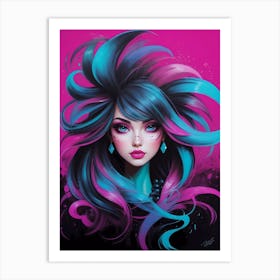 Blue Haired Girl 1 Art Print