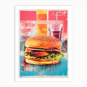 Retro Burger Risograph Inspired 7 Art Print